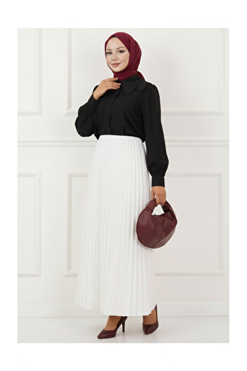 MODA Lace Collar Detailed Skirt Top Short Crop Shirt