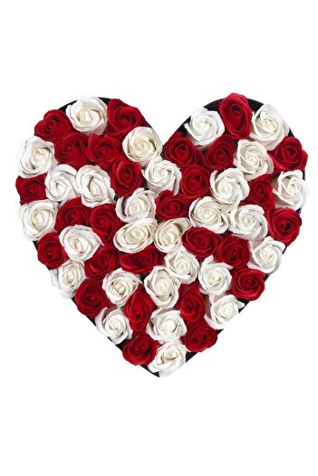 Colorissima Heart Arrangement of Soap Roses, Colorissima, Red and White, 29 cm