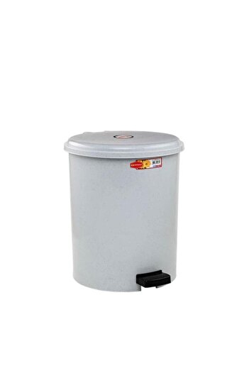 Omnipazar Sy-4231 Gray Pedal Round Trash Can with Inner Bucket 15 Liters