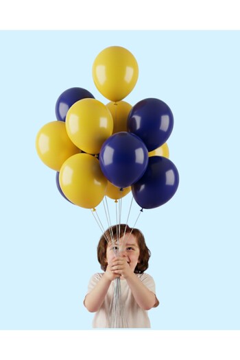 Evabrite 12Inc Large Size Yellow Navy Blue Color Balloon High Quality 100 Pieces - Birthday Party Ornament