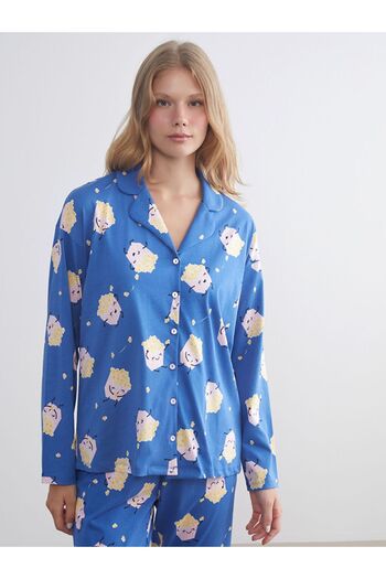 LC Waikiki LCW Young Gömlek Yaka Baskılı Kadın Pijama Takımı