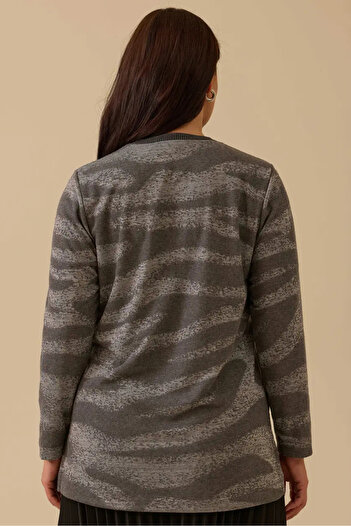 Galaxie Women's Plus Size Beaded Patterned Blouse - Gray