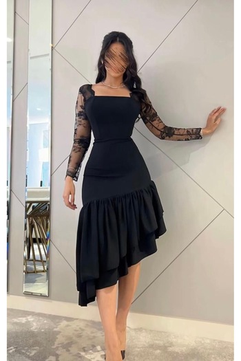 Wareef Soft women's dress made of elegant lace in classic black