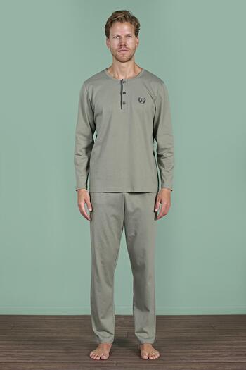 Pijadore Men's Green Long Sleeve Button down Pajama Set C4T6N91
