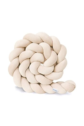 Sparrow Protectie impletita pentru patut copii, din bumbac catifelat, Sparrow, Velvet Almond, 340 cm, Full 1