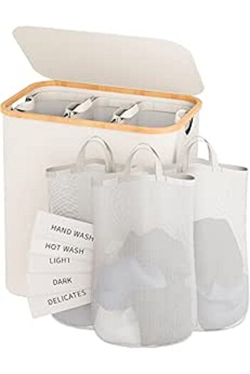 Generic CENXI Laundry Hamper With Lid, 160 L Clothes Hamper For Laundry Bag 3section, Large Laundry Hamper W