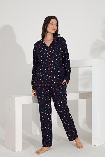 Etoile 100% Cotton Long Sleeve Buttoned Pocket Women's Pajama Set 98302-303