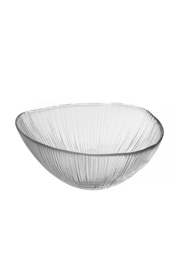 SHOPIENS Glass Serving Bowl Shopiens®, triangular transparent with embossed lines on the exterior, 500 ml