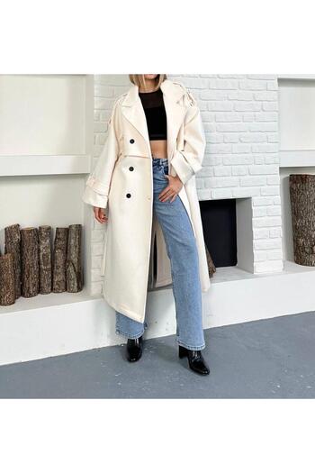 SUYA US WEAR Oversize Belted Long Cashmere Trench Coat