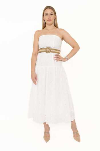 Yola Women's Solid Midi Dress with Belt