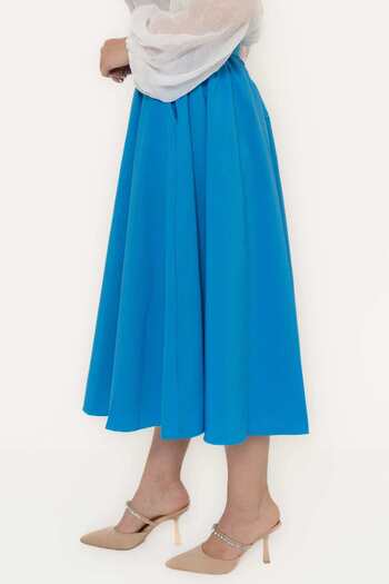 Yola Solid Pleated Midi Skirt