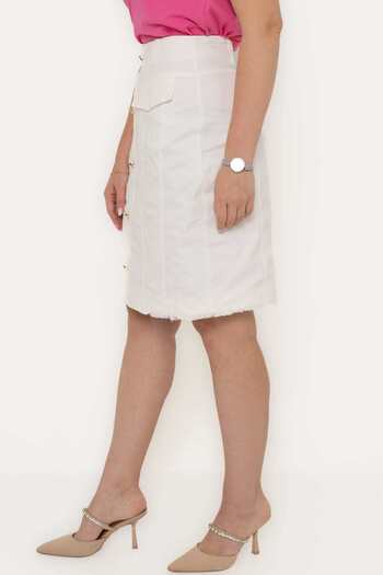 Yola Solid Buttoned Midi Skirt