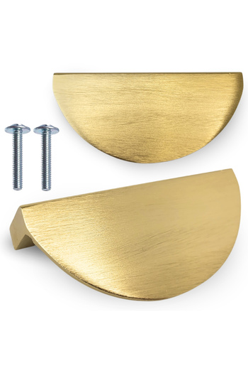 Other Metal half-moon edge furniture handle, drawer handle, and cabinet handle, brushed gold.