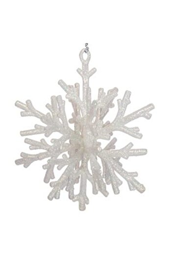 Jumbo Ornament pentru brad de Crăciun fulg de zăpadă 3D alb iridescent 15 cm