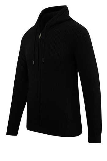 Çizgi Triko Men's Hooded Zippered Knitwear Cardigan Thessaloniki Knit Pocketed Classic Fit - 5249K