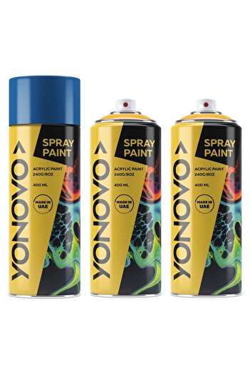 YONOVO Spray Paint Pack of 3 - 400ml Multi-Purpose Acrylic Spray for Art, Craft, and DIY