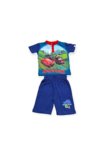 CARS Children's short-sleeved pajamas, 100% cotton, blue, Gear Up For Adventures,