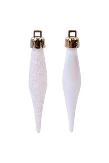 Jumbo Set Christmas Ornaments Glittery White Icicles 8cm - 18 pcs