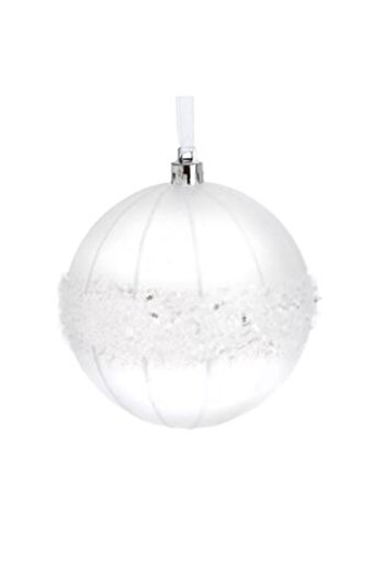 Jumbo Frosty Transparent Globe Christmas Tree Ornament with White Tinsel Ø10 cm