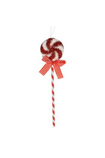 Jumbo Christmas Tree Ornament Lollipop Red White Foam with Tinsel 36 cm