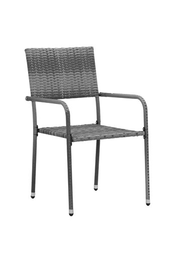 vidaxl 7 Piece Outdoor Dining Set Poly Rattan Grey