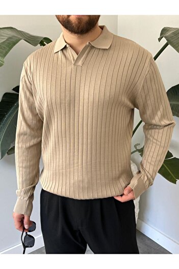 HAWKKİNG Erkek Oversize Polo Yaka Triko Kazak