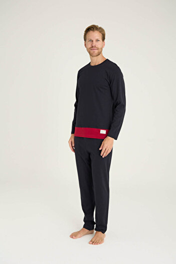 KLY Men's O-Collar Pajama Set Comfortable Sleep Modern Design