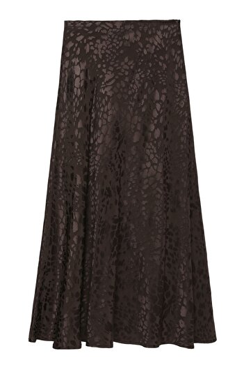 Quzu Women's Brown Midi Skirt Skirt 25Yetk00017-Brown