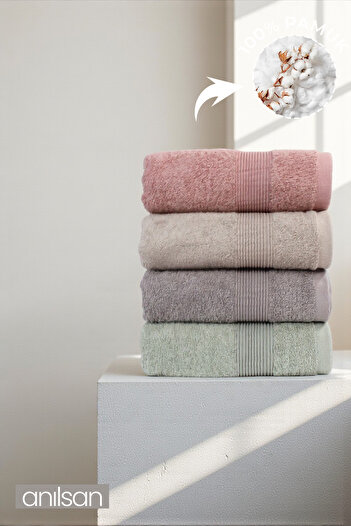 Anılsan 4-Piece Karşık Dora Hand Towels - 50X80 Cm, 175 Gr, 100% Cotton, Spa and Hotel Towels, Suitable for Daily Use