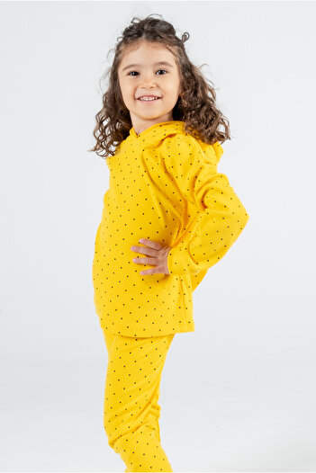 Kyron Girl's Polka Dot Hooded Set - Yellow