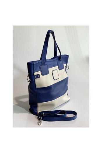 ANNA FELLINI Geanta dama piele, ANNA FELLINI, Laura 42, albastru, 33x7x35 cm