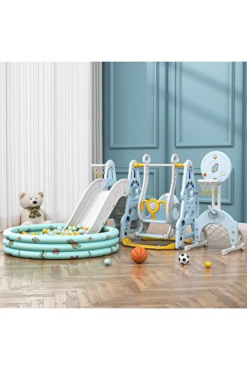 Nichiduta Garden 4-in-1 Astronaut Blue playpen with convertible swing and removable bar, drum