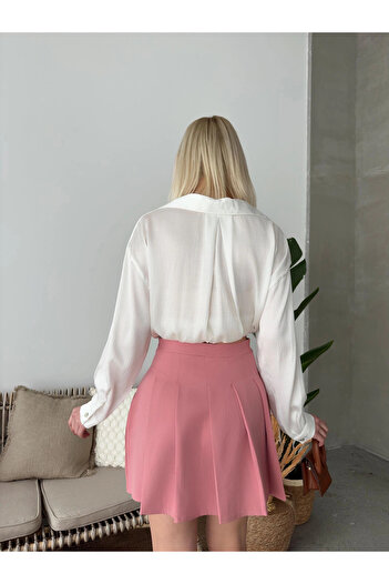 Osso Fashion Atlas Waistband Pleated Skirt S24930