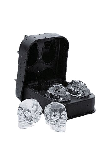 OEM Black Silicone Mold with 4 Compartments Skull Pattern for Ice Cream 11.5x8x4.5cm
