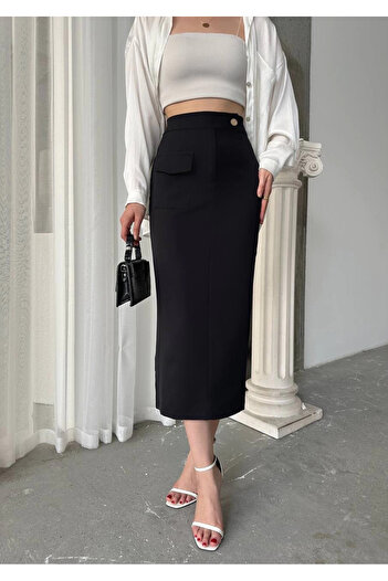 agishop Long Button Skirt