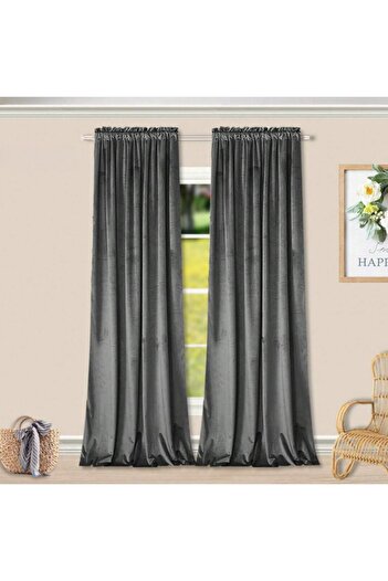 Other Velvet curtain made with thick grey frog ribbon, opaque.