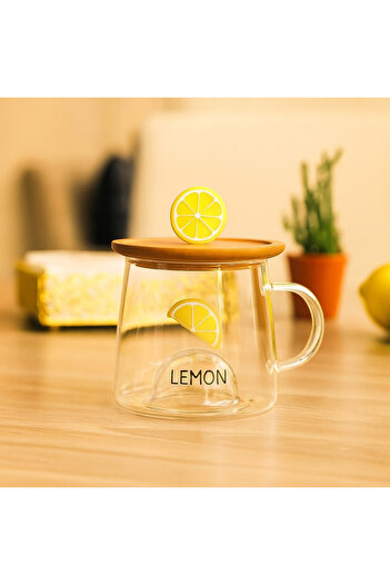 Armoni limon Figürlü Baskılı Cam Meşrubat Kupası