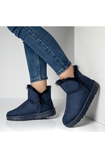 BMoD Women's short blue suede boots with fur MOD07101