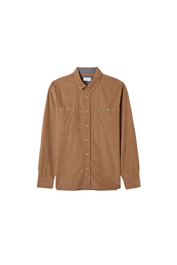 Lacoste Regular Fit Button down Collar Brown Men's Shirt Ch2414.14K