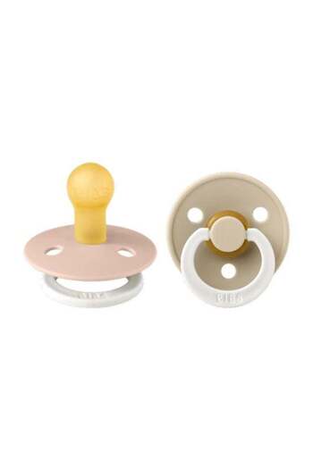Bibs Pack of 2 Colour Symmetrical Glow Pacifiers Bpa Free, Glow In The Dark Symmetrical Natural Rubb