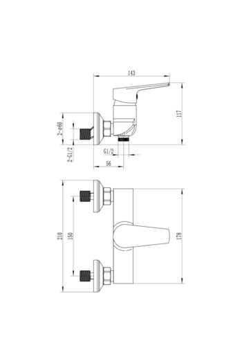 Danube Home Milano Bayz Wall Shower Mixer – Modern Chrome Brass Faucet for Contemporary Bathrooms