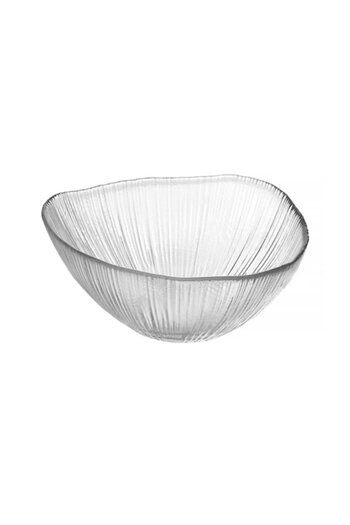 SHOPIENS Bol servire din sticla Shopiens®, triunghiular transparent cu linii reliefate pe partea exterioara,