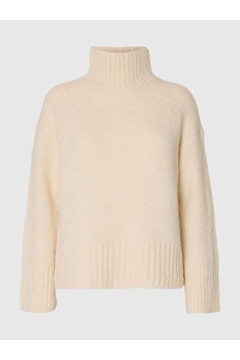 Selected Femme Pullover mit hohem Kragen Wollmix