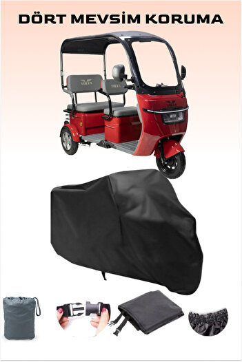 Breen Black Cabin Moped Tarpaulin for 3 Persons, 3-Wheel Cabin Tarpaulin