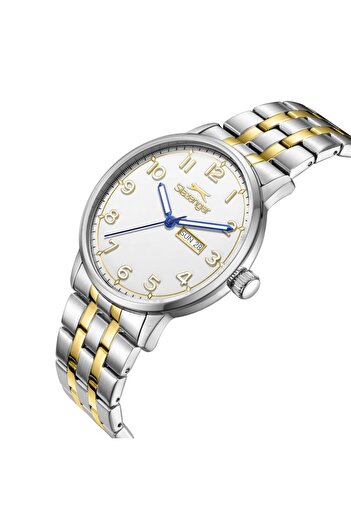 Slazenger Sl.09.2560.2.06 Steel Cord Steel Case 10 Atm Water Resistant Metallic-Gold Color Men's Wristwatch