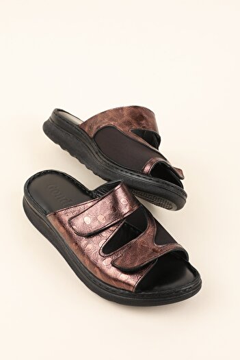 Gondol Genuine Leather Comfortable Slippers Special for Bone Protrusion Irm.173 Tan