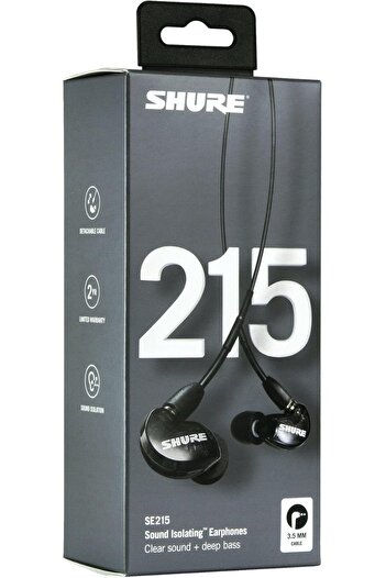 Shure SE215-K, Professional Sound Isolating Earphones, Noise Reduction, Over Ear, Secure Comfortable