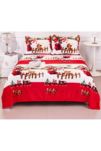CHIRASO Cocolino Blanket Set 200x230, Soft and Fluffy, Double Bed, plus 2 Pillowcases, Santa Claus
