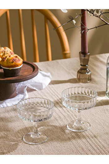 LC Waikiki Lcw Home Colorless Footed Glass Bowl Set of 2 10 cm
