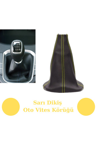 AlpiLeo Special Fiat Albea Compatible Vehicle,Car,Auto Shift Boot Yellow Stitch